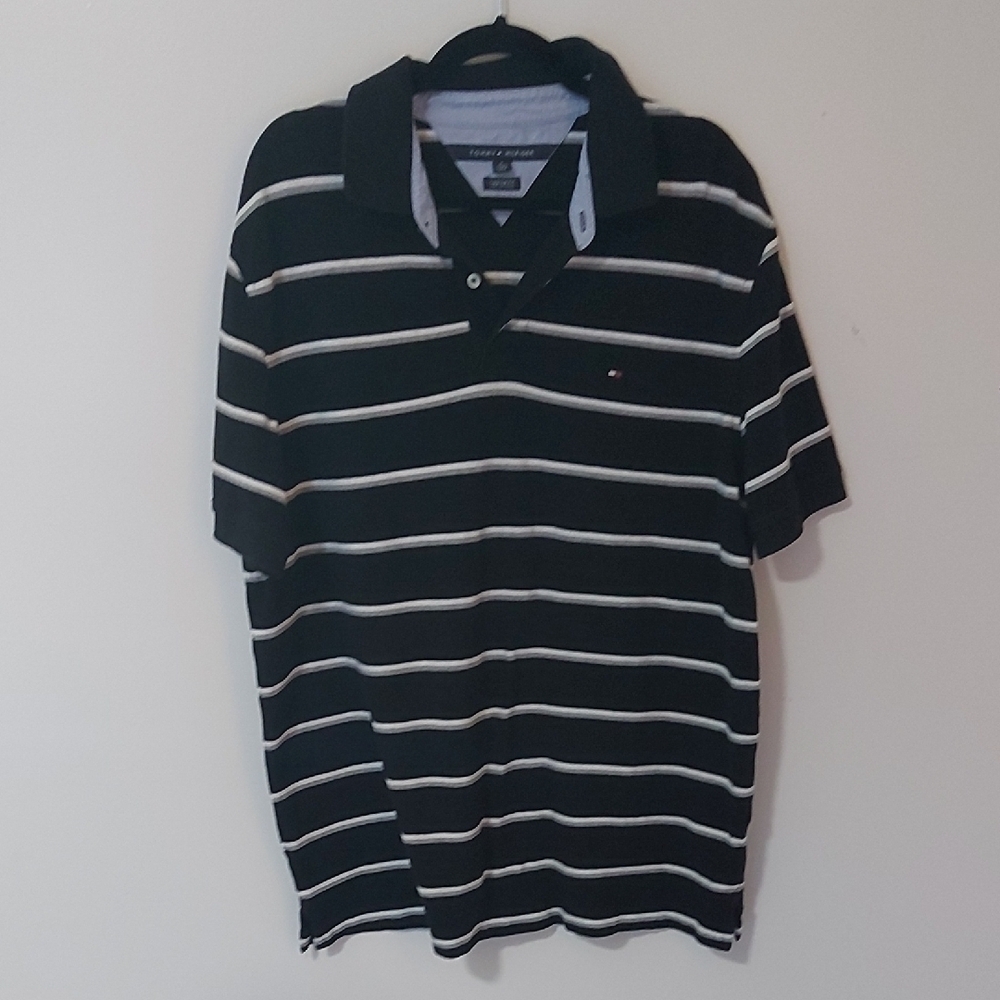 Tommy Hilfiger Black and White Polo Shirt XL